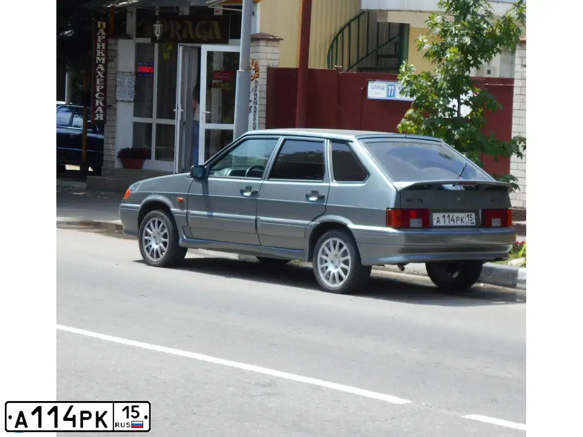 Фото автомобиля LADA 2114 SAMARA, 2008 — госномер А114РК15. Цвет: СРЕДНИЙ СЕРО-ЗЕЛЕНЫЙ МЕТАЛЛ