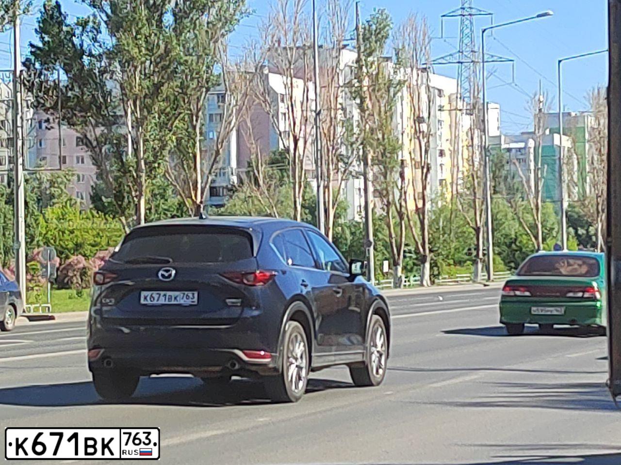 Фото автомобиля MAZDA CX-5, 2020 — госномер К671ВК763. Цвет: синий