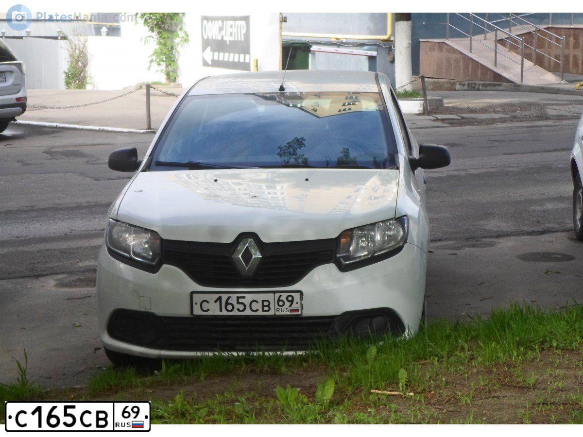 Фото автомобиля RENAULT LOGAN, 2016 — госномер С165СВ69. Цвет: Белый
