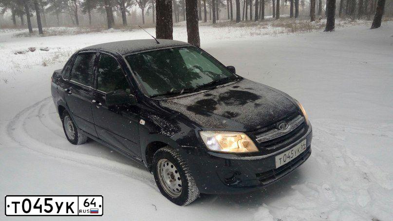 Фото автомобиля LADA 2190 GRANTA, 2014 — госномер М237ХС164. Цвет: СЕРО СИНИЙ