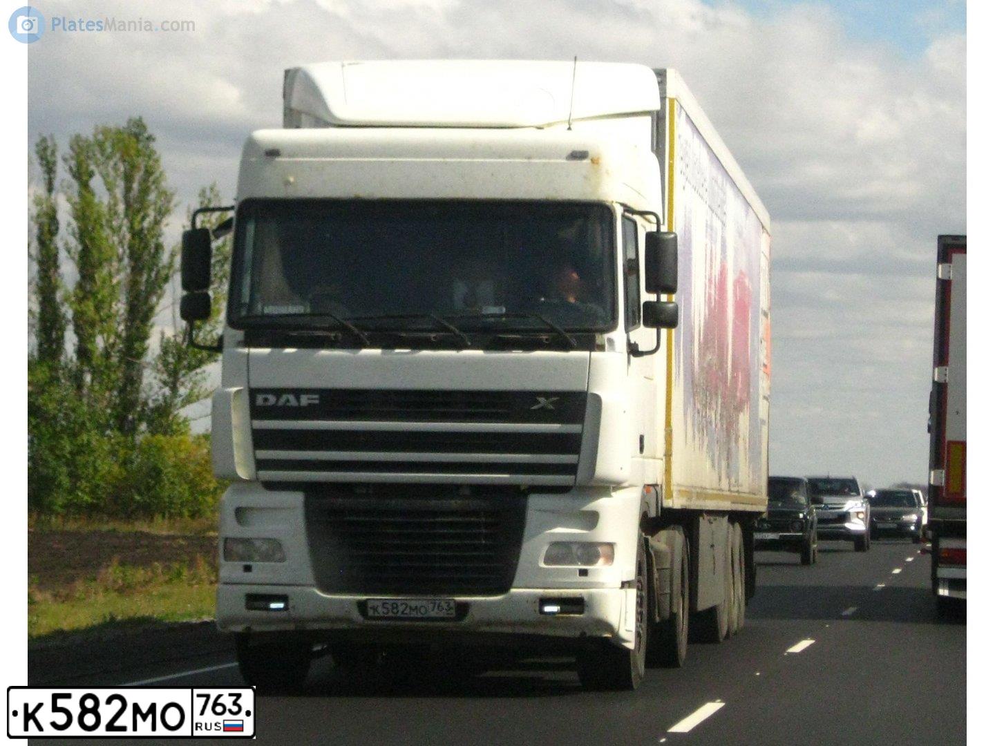 Фото автомобиля DAF XF 95 FT /4X2/, 2004 — госномер К582МО763. Цвет: Белый