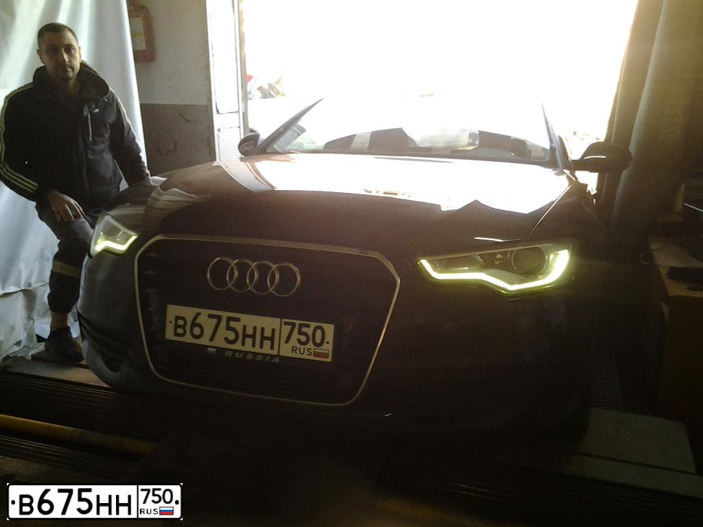 Фото автомобиля AUDI A6, 2013 — госномер В675НН750. Цвет: ЧЕРНЫЙ
