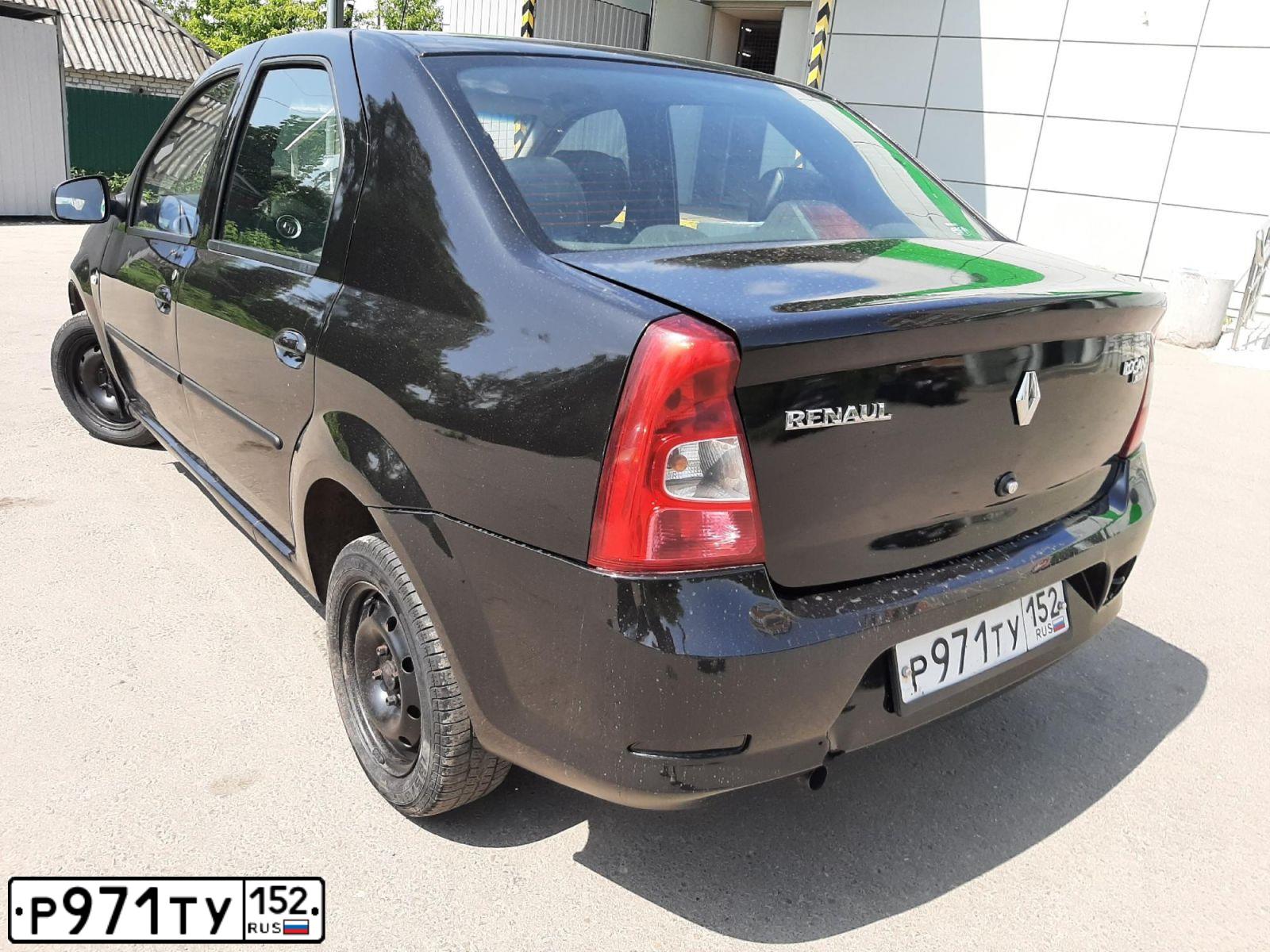 Фото автомобиля RENAULT LOGAN, 2013 — госномер Р971ТУ152. Цвет: ЧЕРНЫЙ