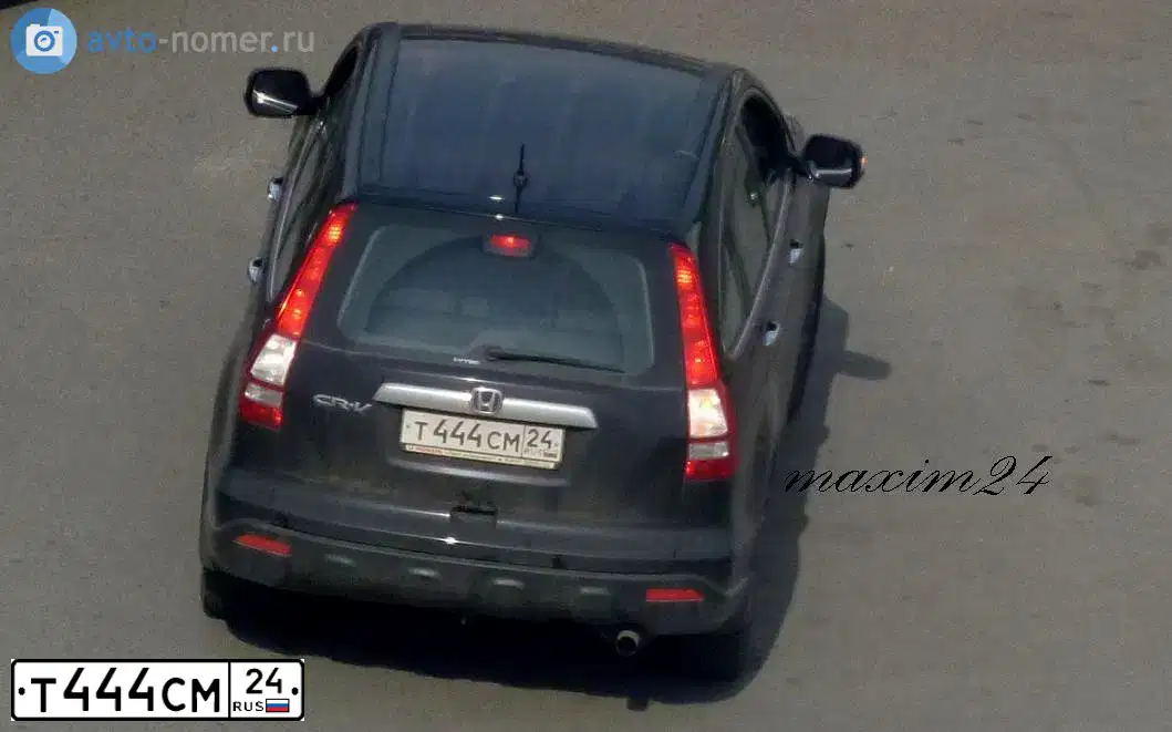 Фото автомобиля HONDA CR-V, 2008 — госномер Т444СМ24. Цвет: ЧЕРНЫЙ