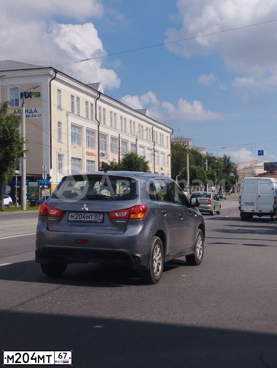 Фото автомобиля MITSUBISHI ASX, 2014 — госномер М204МТ67. Цвет: Серый