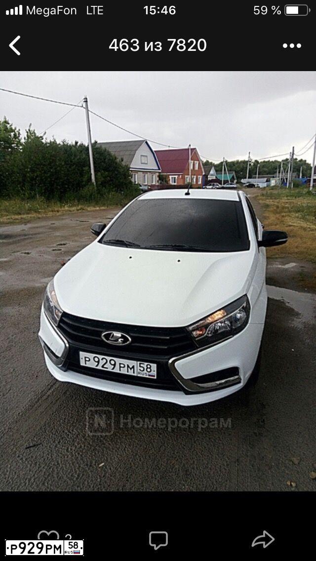 Фото автомобиля LADA VESTA, 2018 — госномер Р929РМ58. Цвет: БЕЛЫЙ