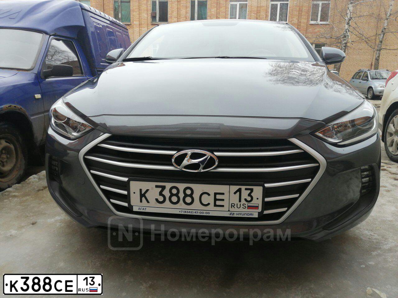 Фото автомобиля HYUNDAI ELANTRA, 2018 — госномер У932ЕН152. Цвет: ТЕМНО-СЕРЫЙ