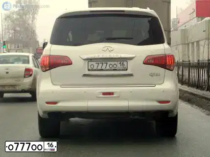 Фото автомобиля INFINITI QX80 /QX56/, 2013 — госномер О777ОО16. Цвет: БЕЛЫЙ