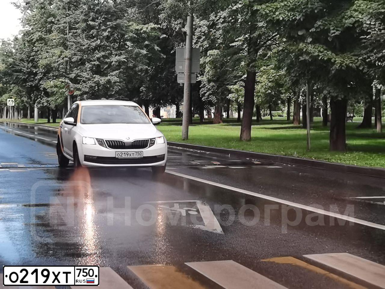 Фото автомобиля SKODA OCTAVIA, 2019 — госномер О219ХТ750. Цвет: БЕЛЫЙ-ЖЕЛТЫЙ-СЕРЫЙ