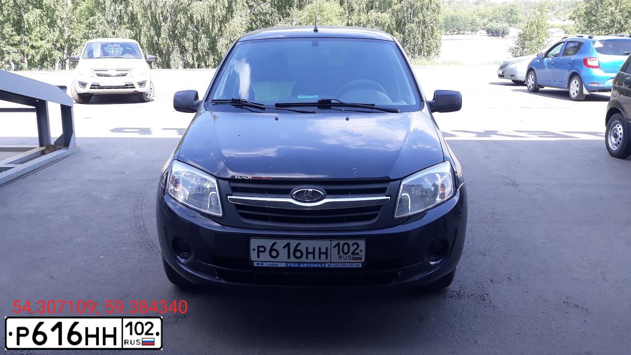 Фото автомобиля LADA 2190 GRANTA, 2013 — госномер Р616НН102. Цвет: ЧЕРНЫЙ