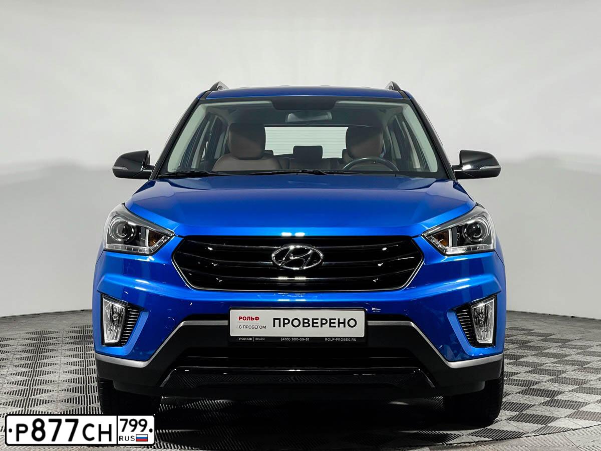 Фото автомобиля HYUNDAI CRETA, 2019 — госномер Е473МН790. Цвет: синий