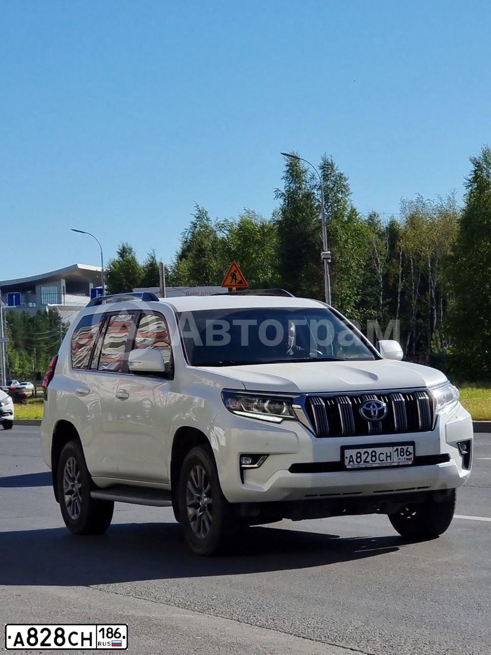 Фото автомобиля TOYOTA LANDCRUISER, 2018 — госномер А828СН186. Цвет: Белый
