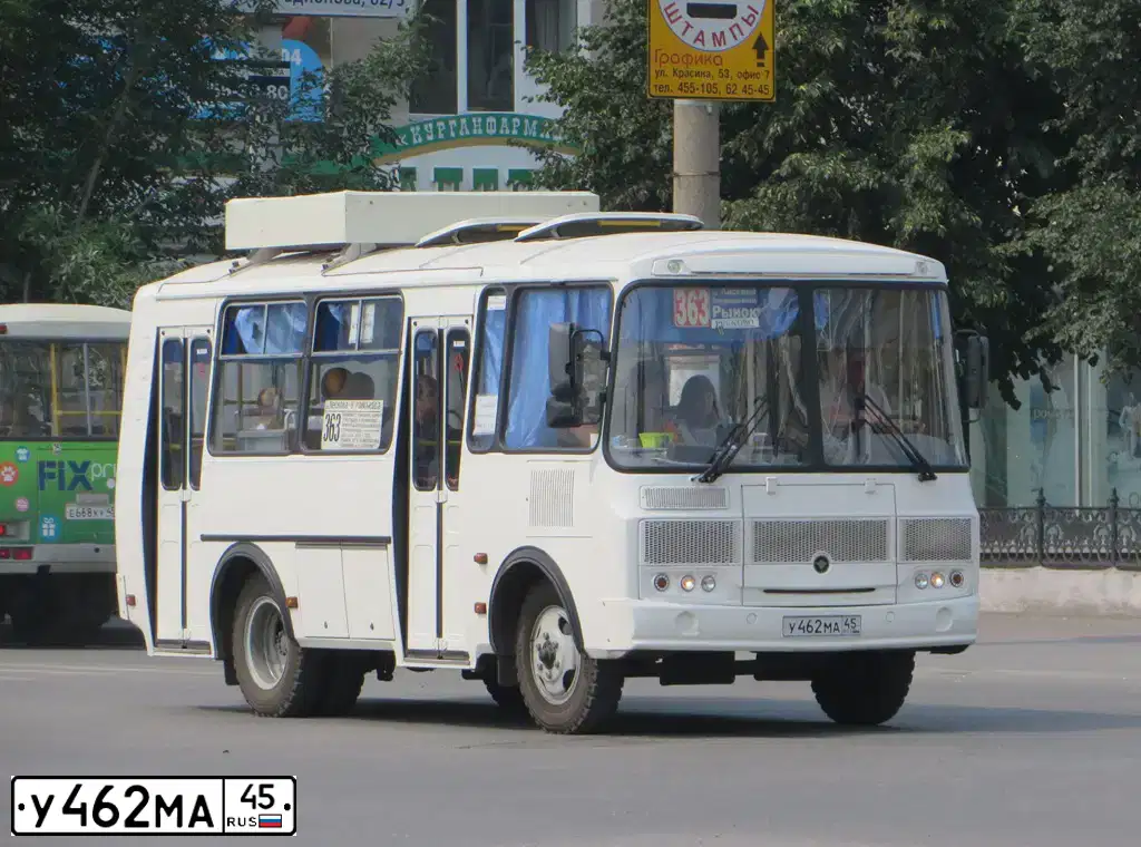 Фото автомобиля PAZ 3205, 2016 — госномер У462МА45. Цвет: БЕЛЫЙ