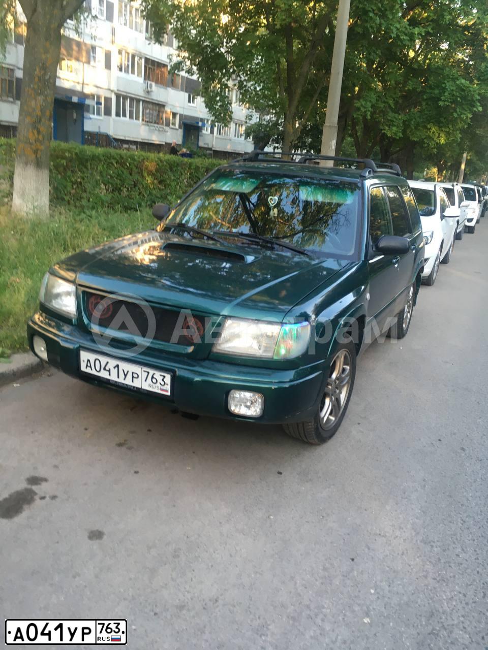 Фото автомобиля SUBARU FORESTER, 1999 — госномер А041УР763. Цвет: ЗЕЛЕНЫЙ