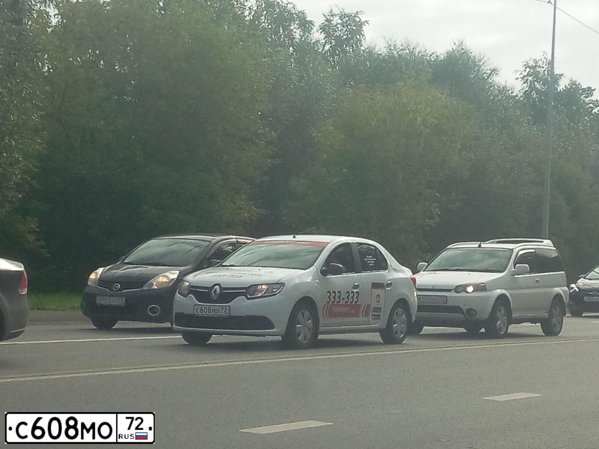 Фото автомобиля RENAULT LOGAN, 2018 — госномер С608МО72. Цвет: БЕЛЫЙ