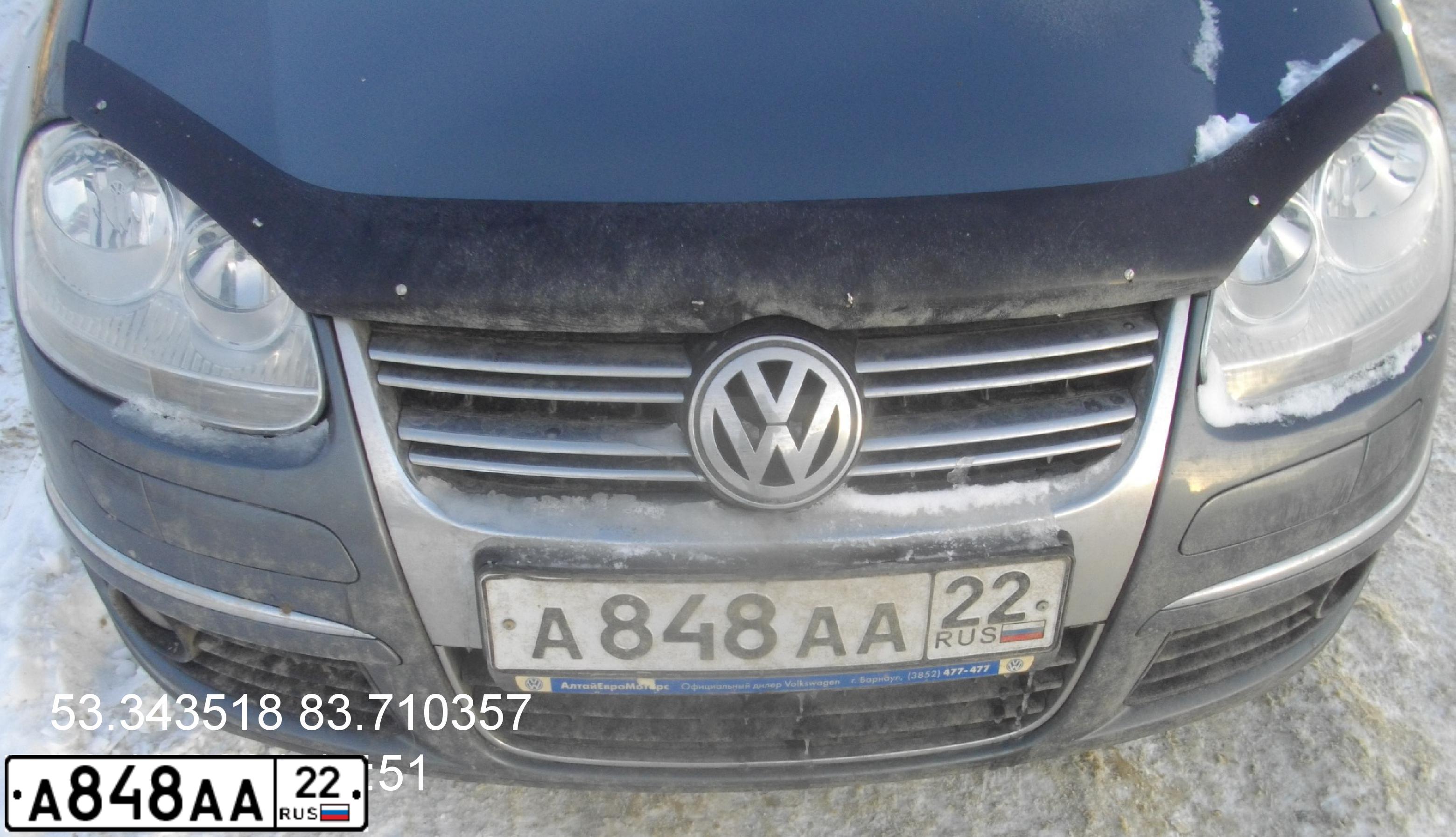 Фото автомобиля VOLKSWAGEN JETTA, 2010 — госномер А848АА22. Цвет: ТЕМНО-СЕРЫЙ