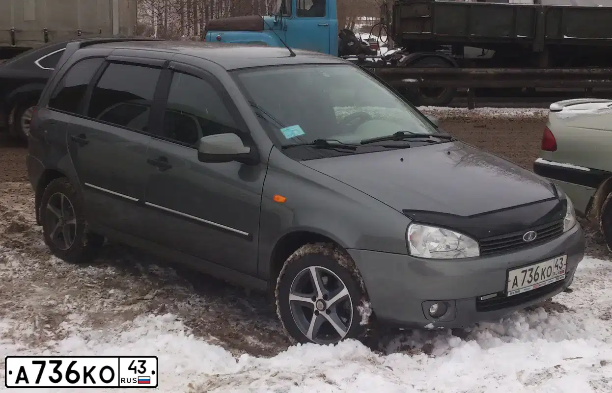 Фото автомобиля LADA 1117 KALINA, 2011 — госномер А736КО43. Цвет: Темно-серый металлик