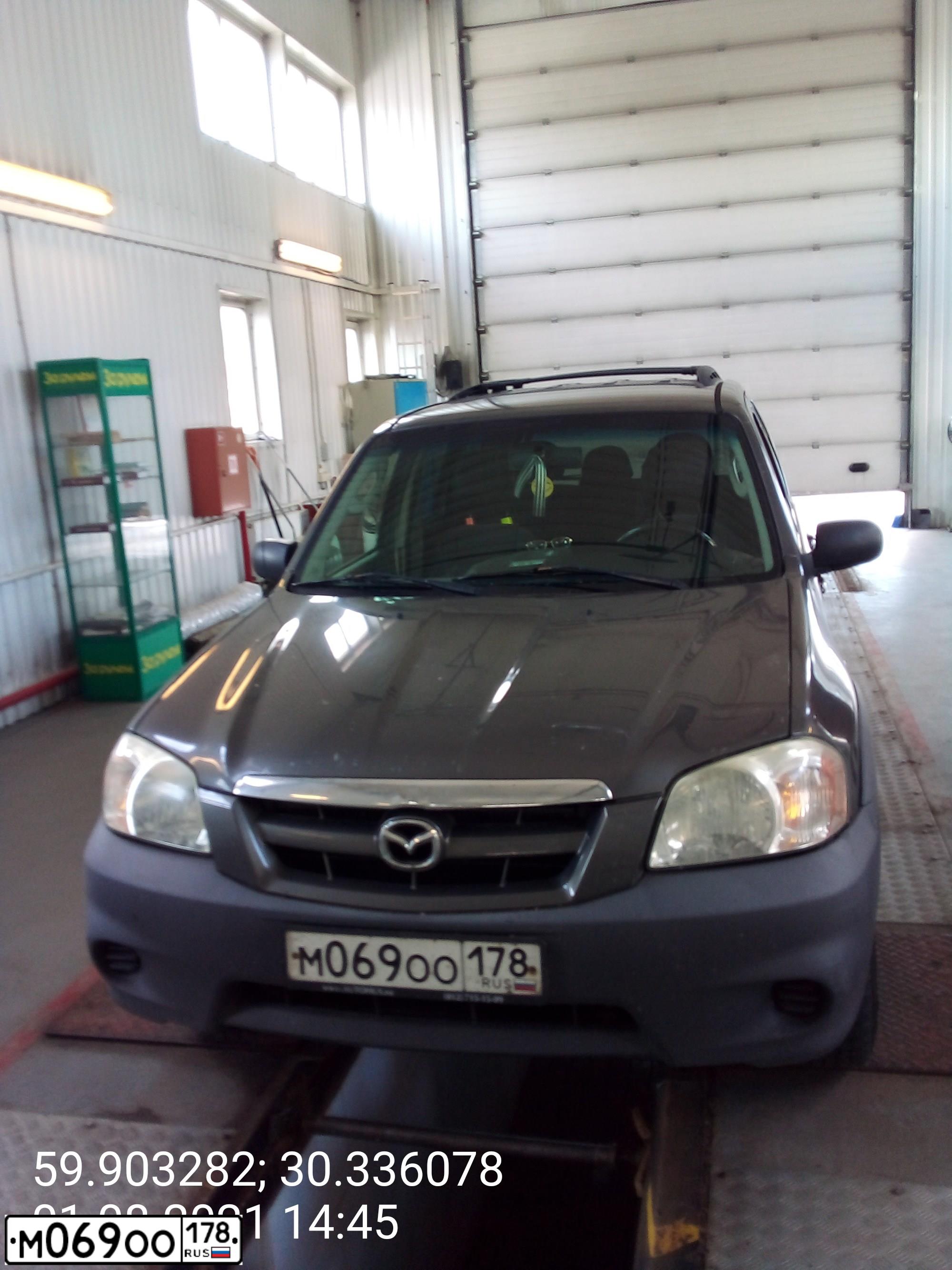 Фото автомобиля MAZDA TRIBUTE, 2004 — госномер М069ОО178. Цвет: СЕРЫЙ