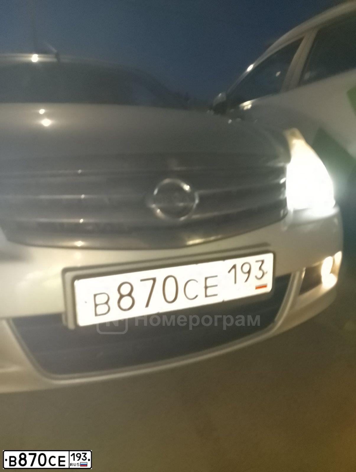 Фото автомобиля NISSAN ALMERA /AVTOVAZ/, 2014 — госномер В870СЕ193. Цвет: СЕРЕБРИСТЫЙ