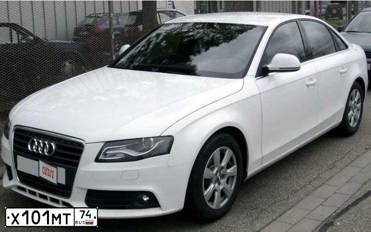 Фото автомобиля AUDI A4, 2009 — госномер Т794КА174. Цвет: Белый