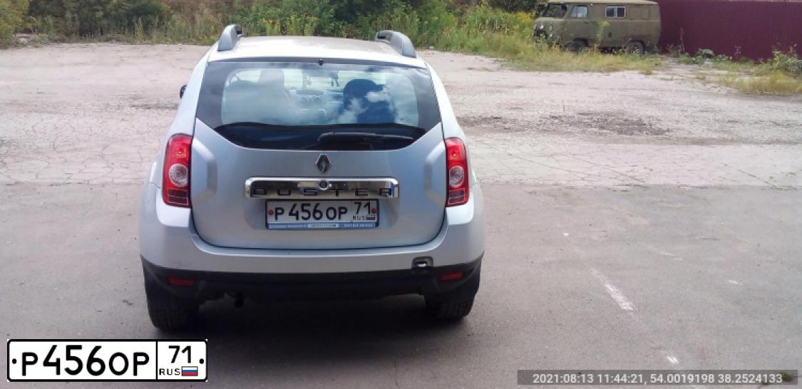 Фото автомобиля RENAULT DUSTER, 2014 — госномер Р456ОР71. Цвет: СВЕТЛО-СЕРЫЙ