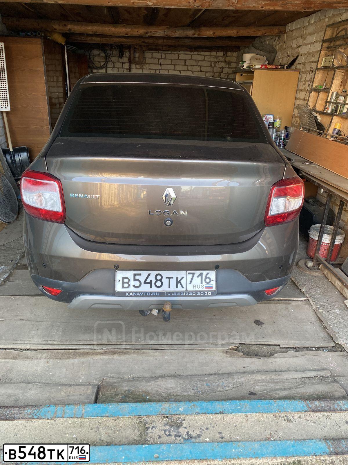 Фото автомобиля RENAULT LOGAN, 2019 — госномер В548ТК716. Цвет: КОРИЧНЕВЫЙ