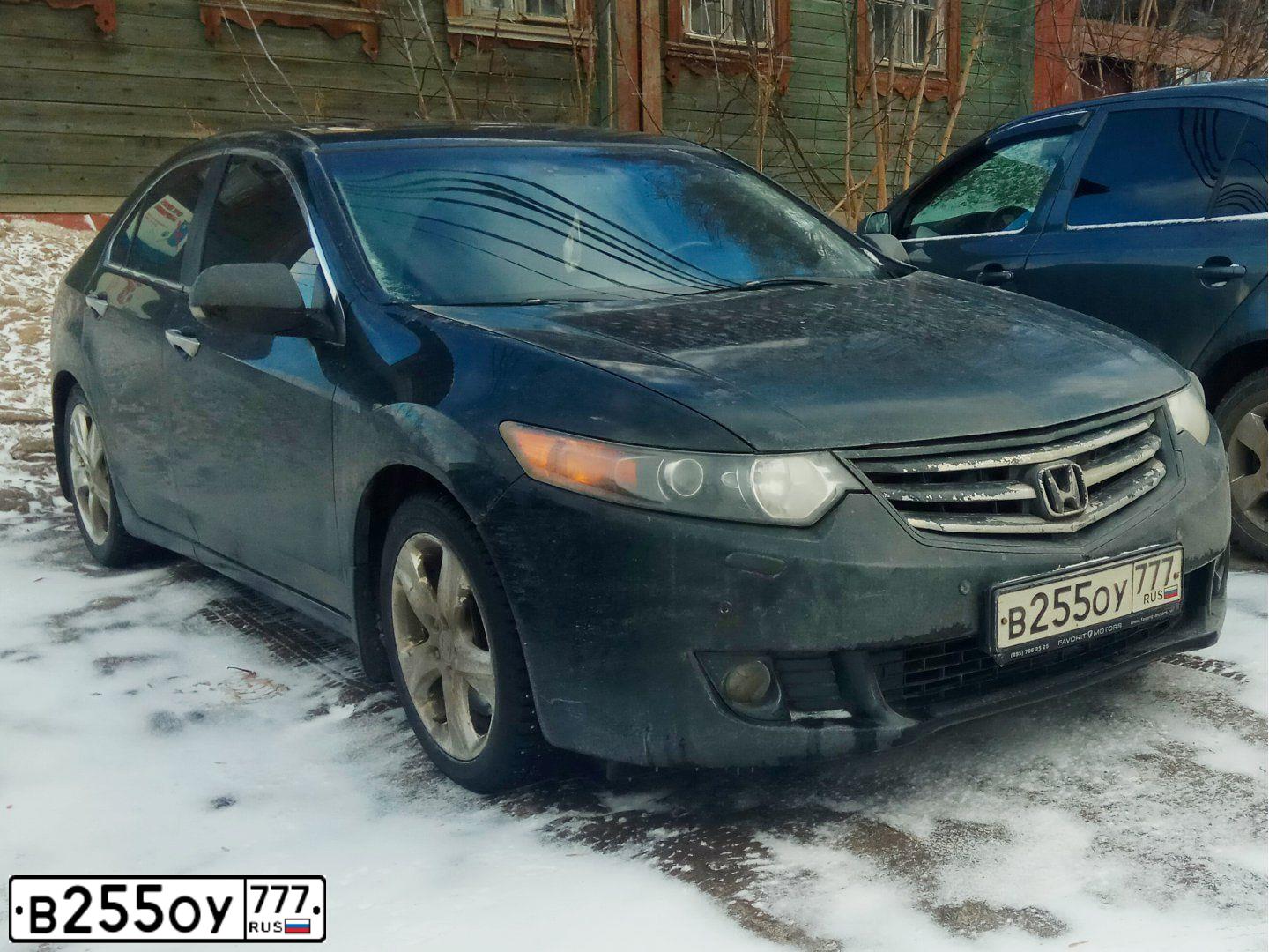 Фото автомобиля HONDA ACCORD, 2008 — госномер В255ОУ777. Цвет: ЧЕРНЫЙ