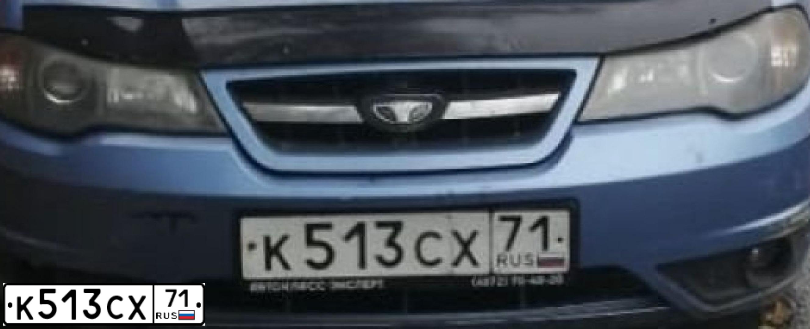 Фото автомобиля DAEWOO NEXIA, 2008 — госномер О593ВС71. Цвет: ВАСИЛЕК