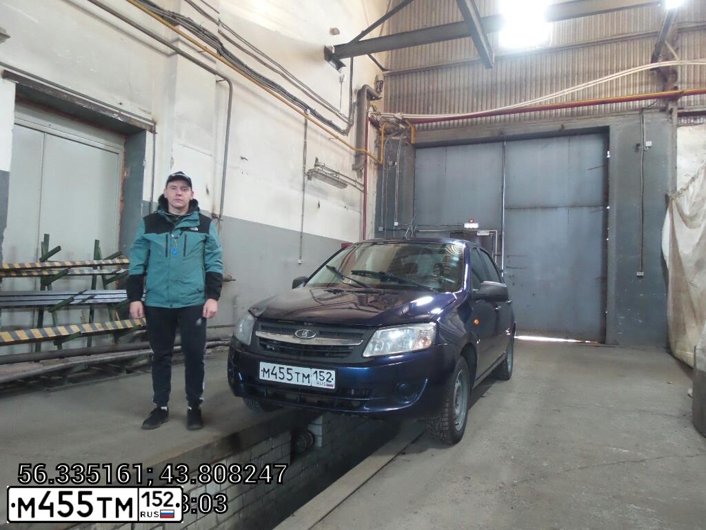 Фото автомобиля LADA 2190 GRANTA, 2013 — госномер М455ТМ152. Цвет: синий