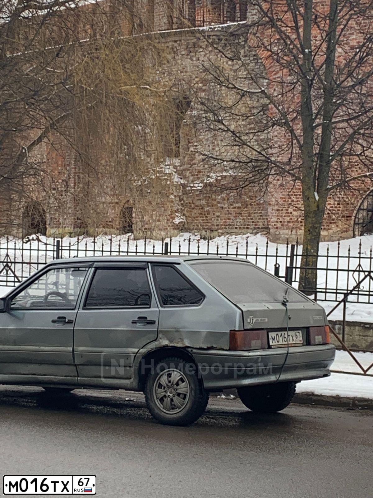 Фото автомобиля LADA 2114 SAMARA, 2006 — госномер М016ТХ67. Цвет: СЕРО-ЗЕЛЕНЫЙ