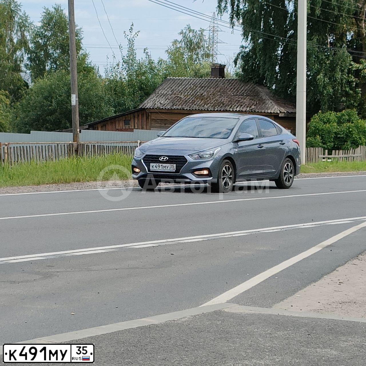 Фото автомобиля HYUNDAI SOLARIS, 2019 — госномер К491МУ35. Цвет: СЕРЫЙ