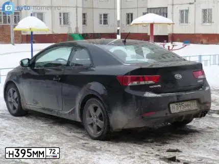 Фото автомобиля KIA CERATO, 2010 — госномер Н395ММ72. Цвет: ЧЕРНЫЙ
