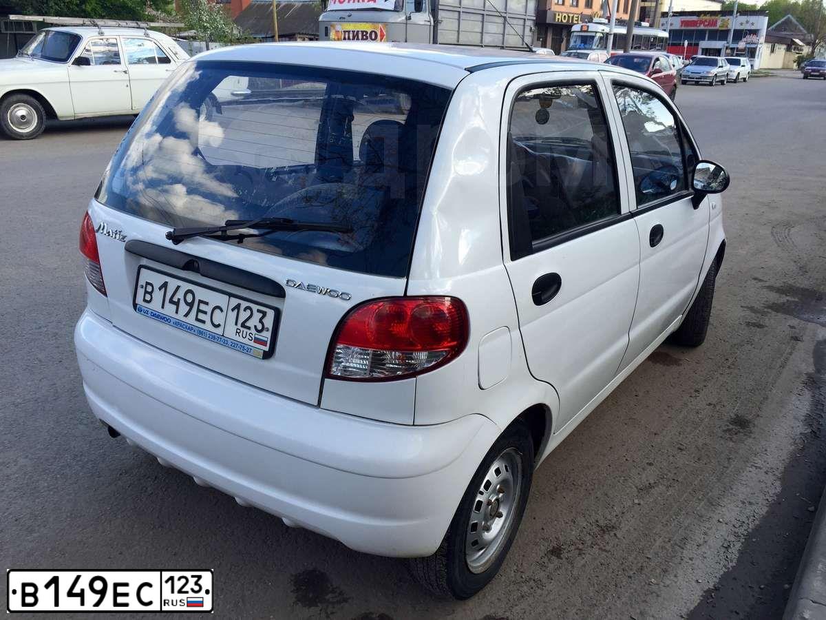 Фото автомобиля DAEWOO MATIZ, 2011 — госномер В149ЕС123. Цвет: БЕЛЫЙ