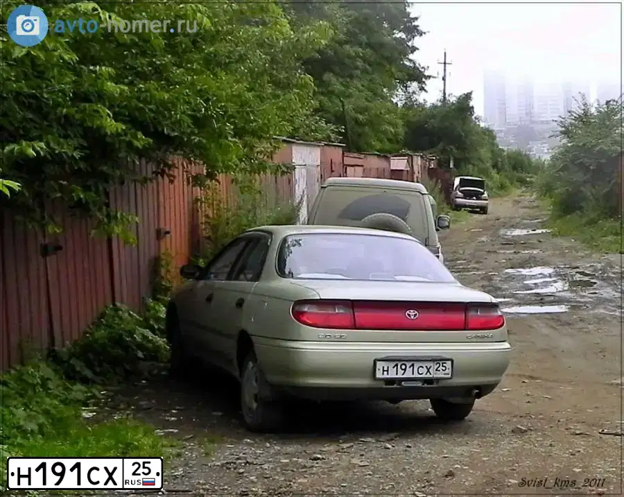 Фото автомобиля TOYOTA CARINA, 1995 — госномер Н191СХ25