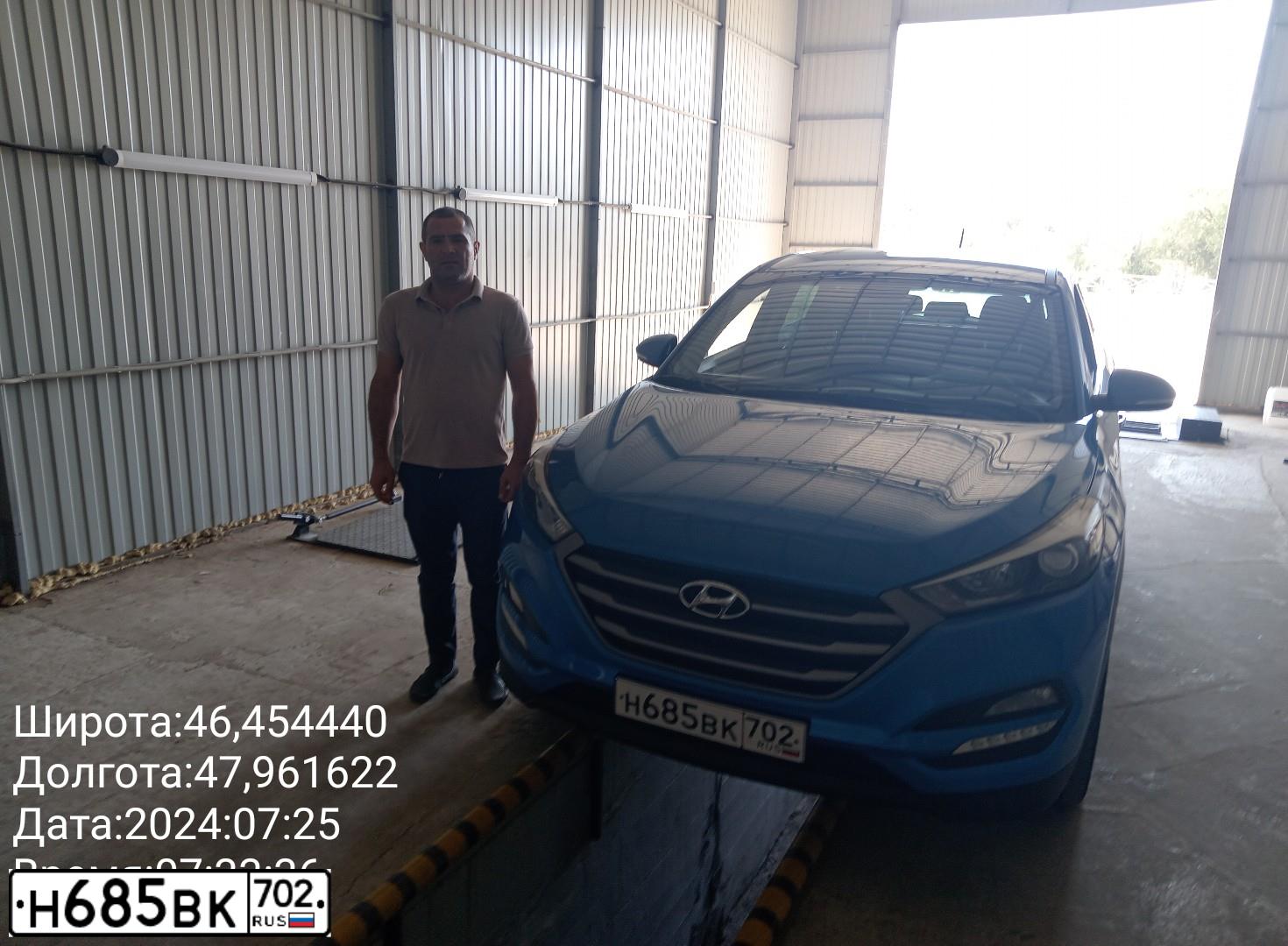 Фото автомобиля HYUNDAI TUCSON, 2016 — госномер Н685ВК702. Цвет: ГОЛУБОЙ