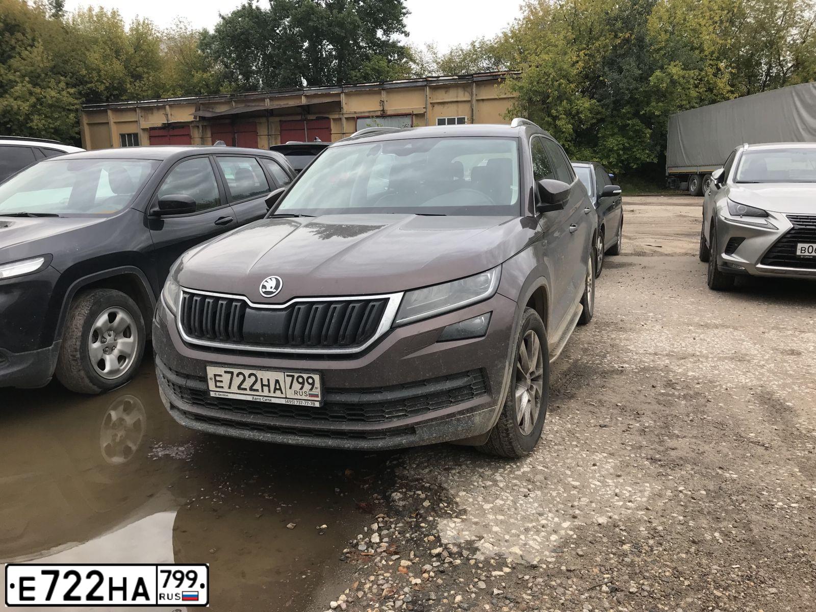 Фото автомобиля SKODA KODIAQ, 2018 — госномер Е722НА799. Цвет: Коричневый