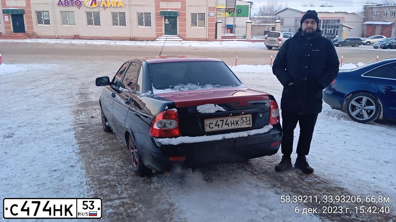 Фото автомобиля LADA 2170 PRIORA, 2011 — госномер С474НК53. Цвет: ЧЕРНЫЙ