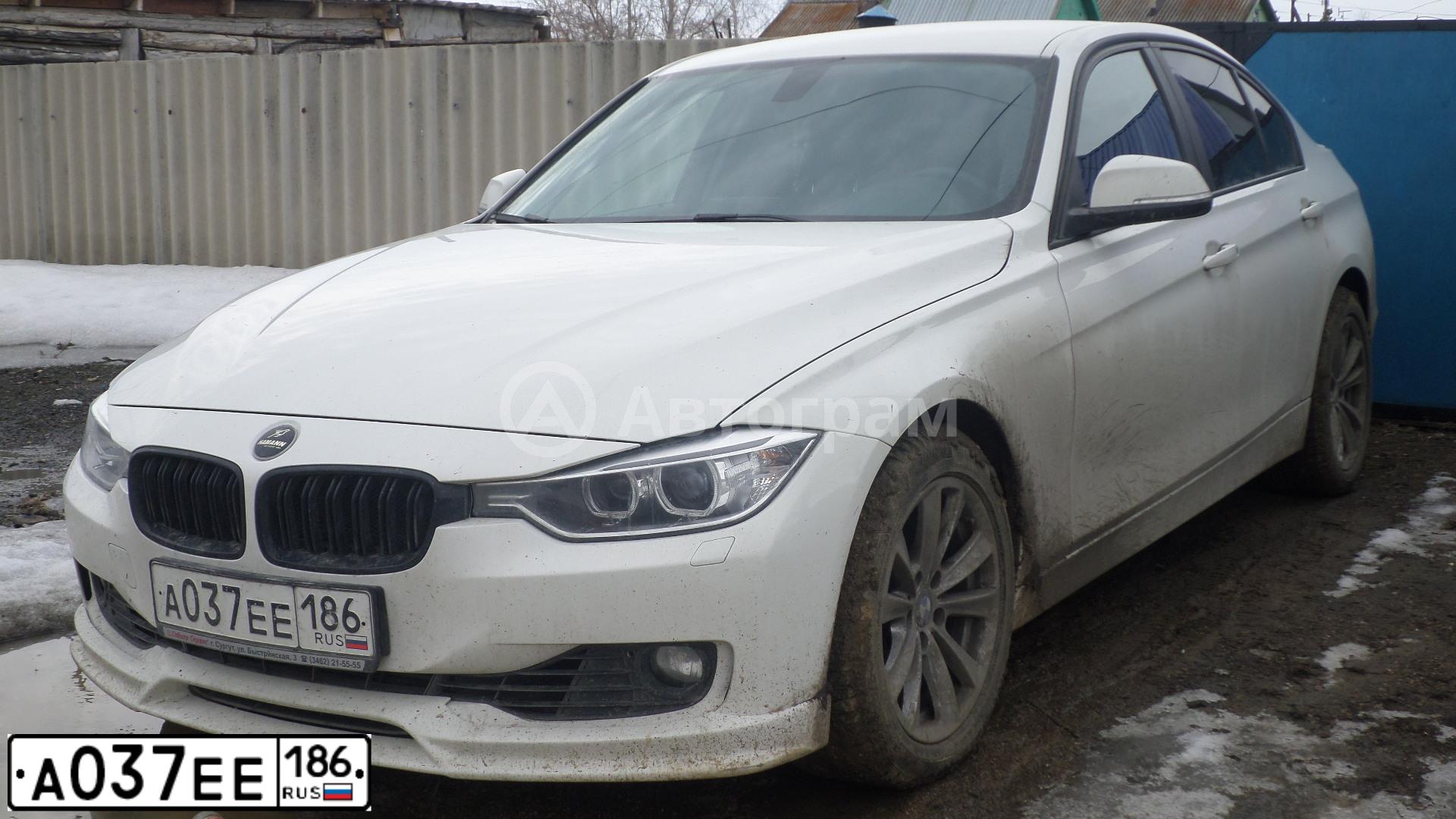 Фото автомобиля BMW SERIE 3, 2013 — госномер А037ЕЕ186. Цвет: Белый
