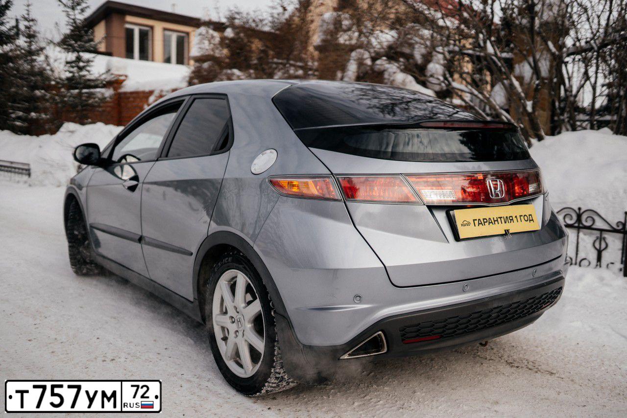 Фото автомобиля HONDA CIVIC, 2008 — госномер К008КА72. Цвет: СЕРО ГОЛУБОЙ