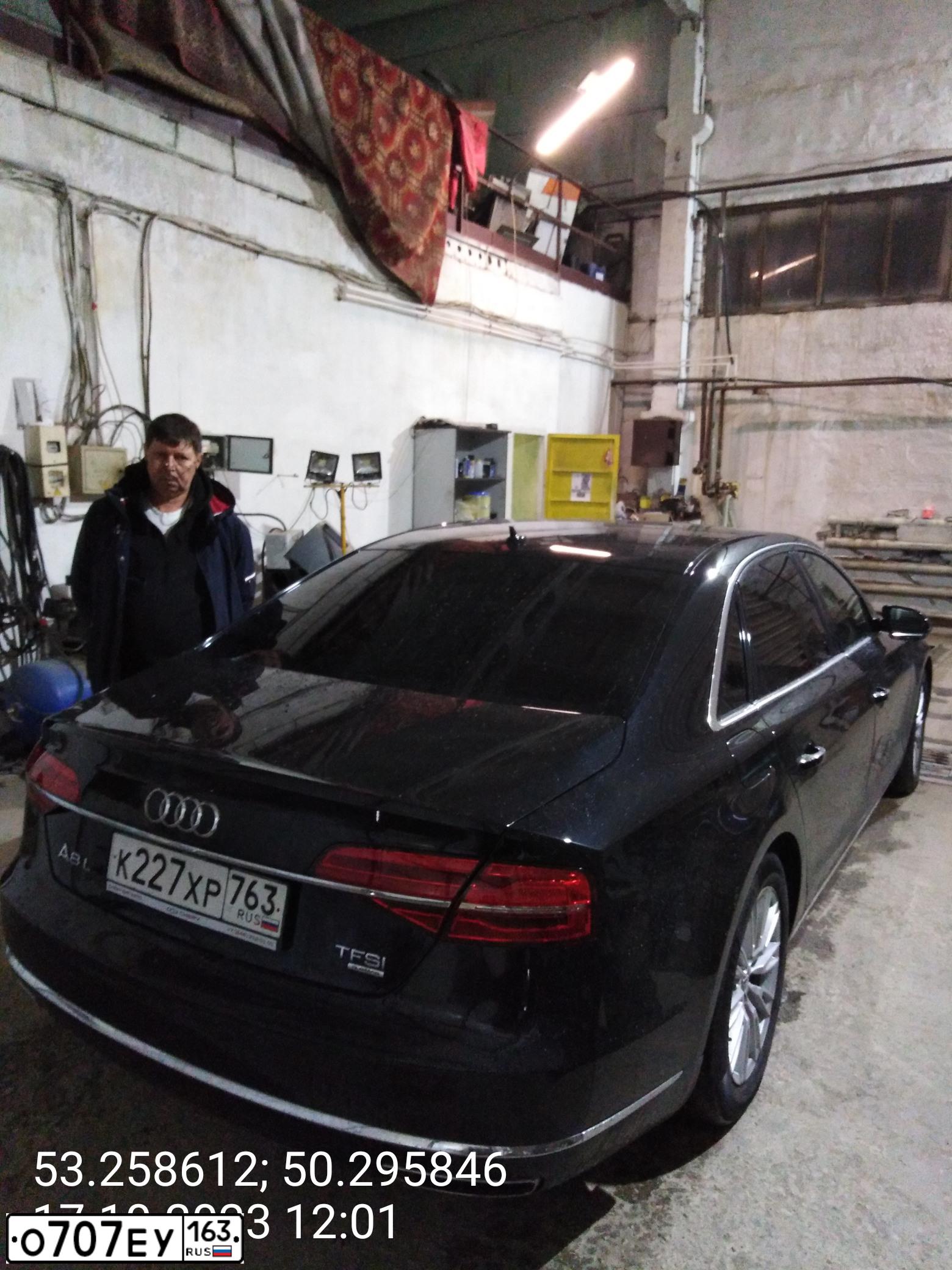 Фото автомобиля AUDI A8, 2014 — госномер К227ХР763. Цвет: ЧЕРНЫЙ
