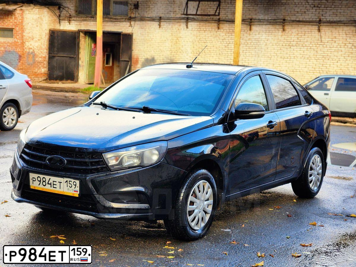 Фото автомобиля VAZ LADA VESTA, 2021 — госномер Р984ЕТ159. Цвет: ЧЕРНЫЙ