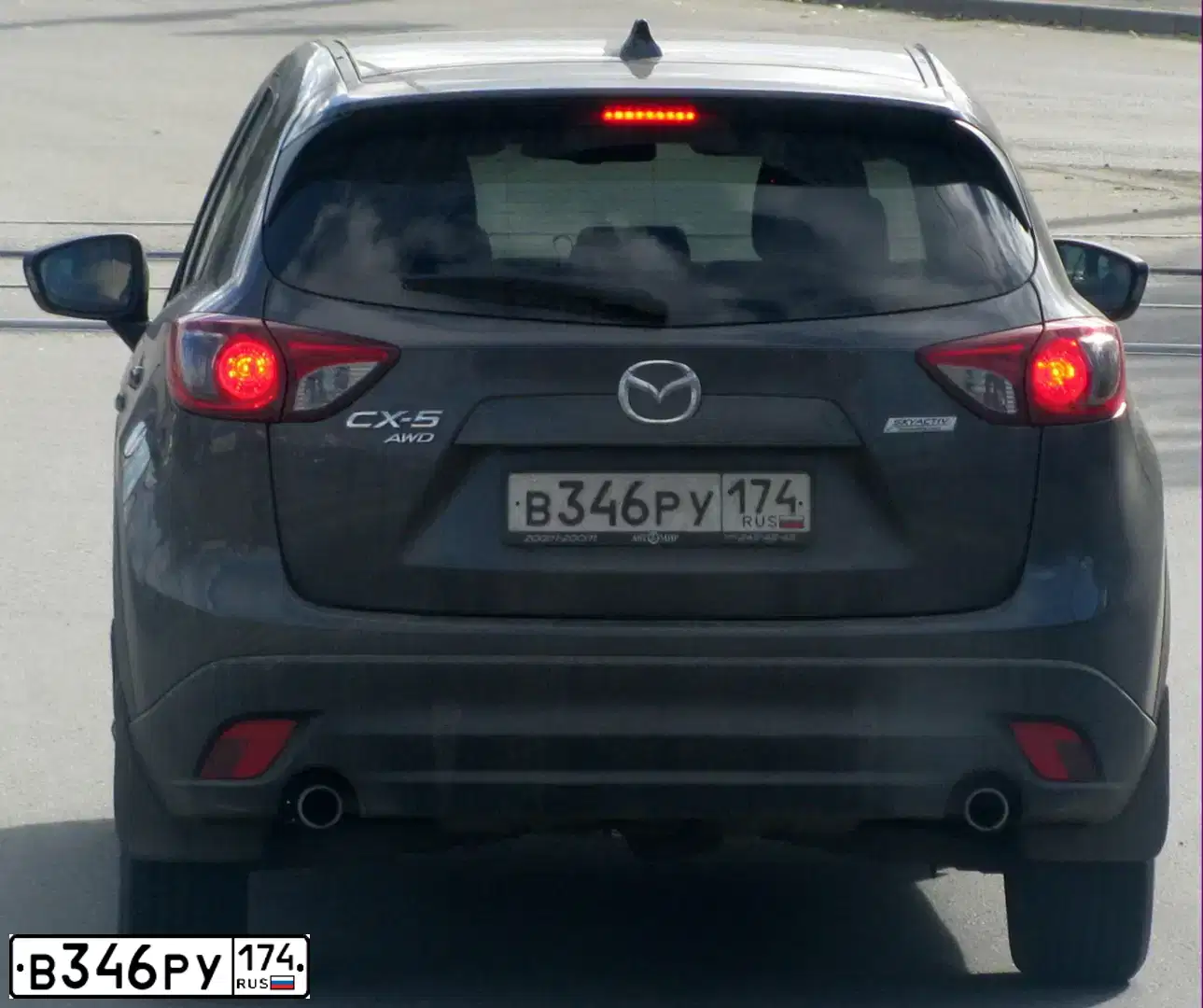 Фото автомобиля MAZDA CX-5, 2013 — госномер В808СР174. Цвет: СЕРЫЙ