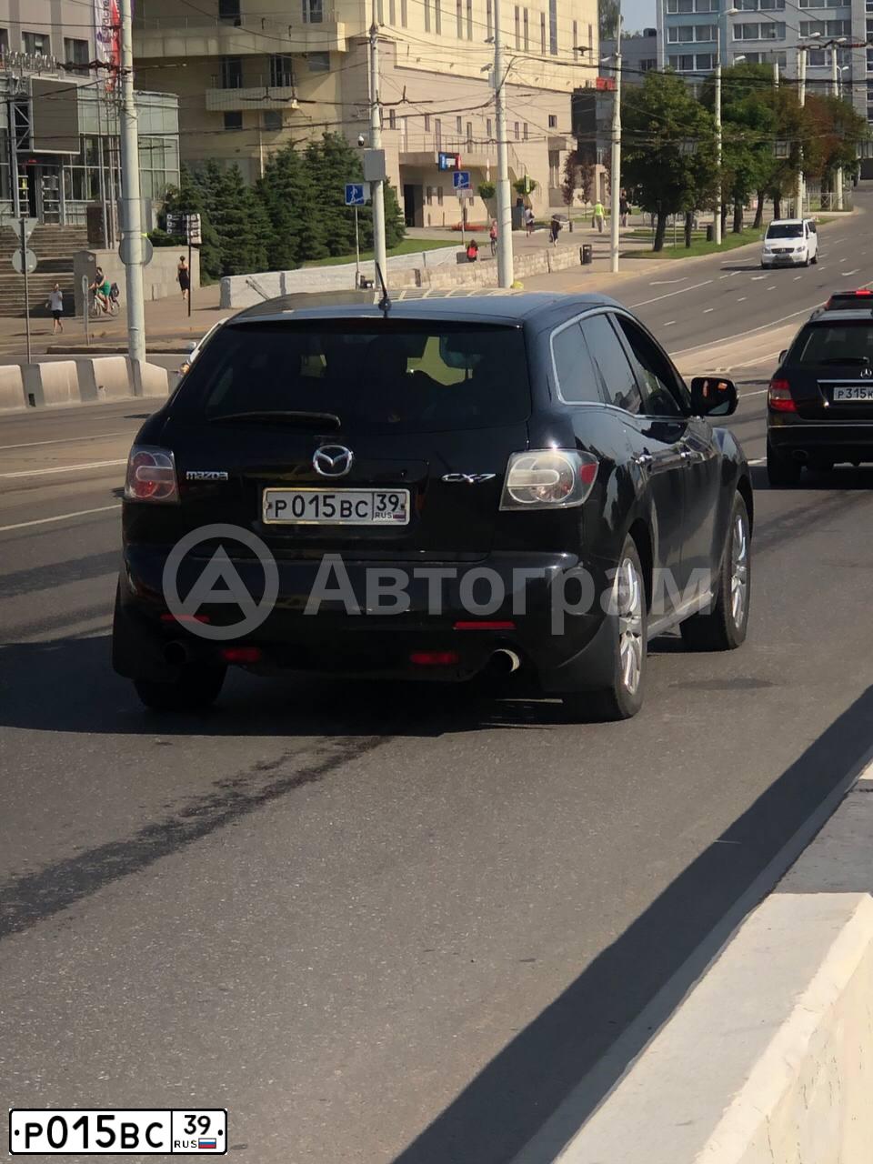 Фото автомобиля MAZDA CX-7, 2008 — госномер Р015ВС39. Цвет: ЧЕРНЫЙ