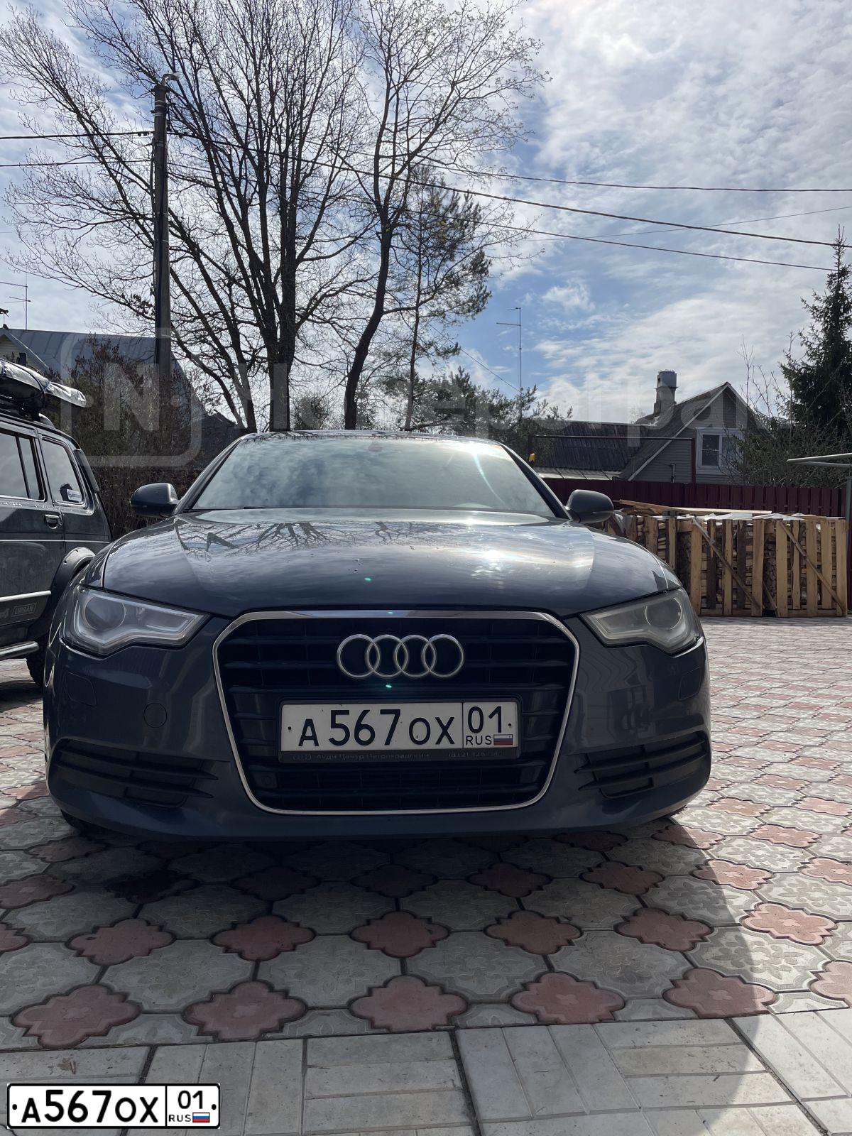 Фото автомобиля AUDI A6, 2012 — госномер А567ОХ01. Цвет: Серо-Синий