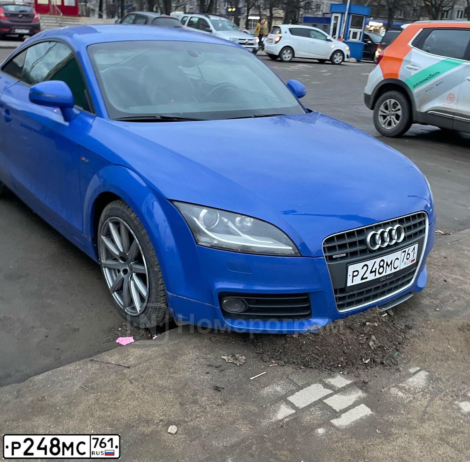 Фото автомобиля AUDI TT, 2010 — госномер Р248МС761. Цвет: синий