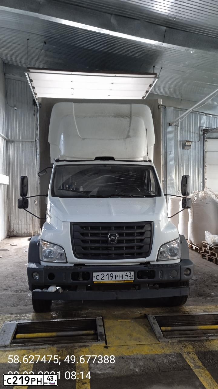 Фото автомобиля GAZ GAZON NEXT, 2019 — госномер С219РН43. Цвет: Белый