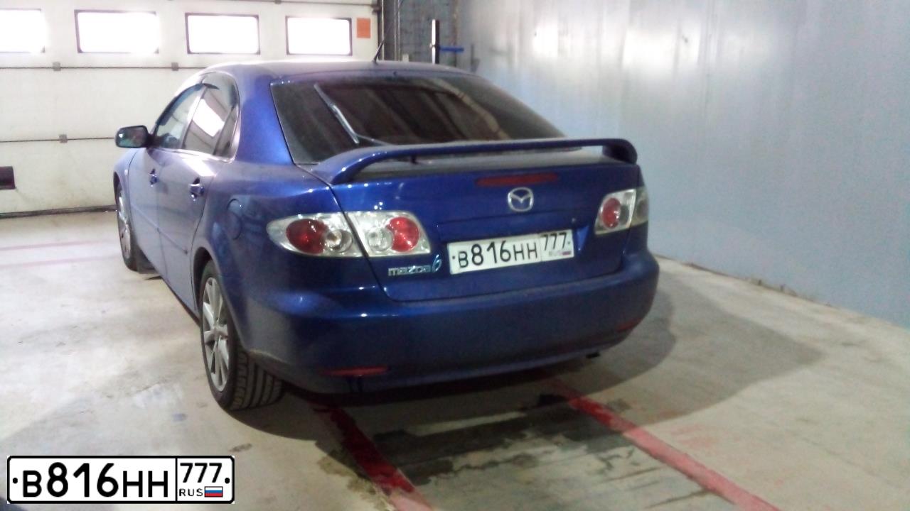 Фото автомобиля MAZDA 6, 2004 — госномер Р344РО40. Цвет: синий