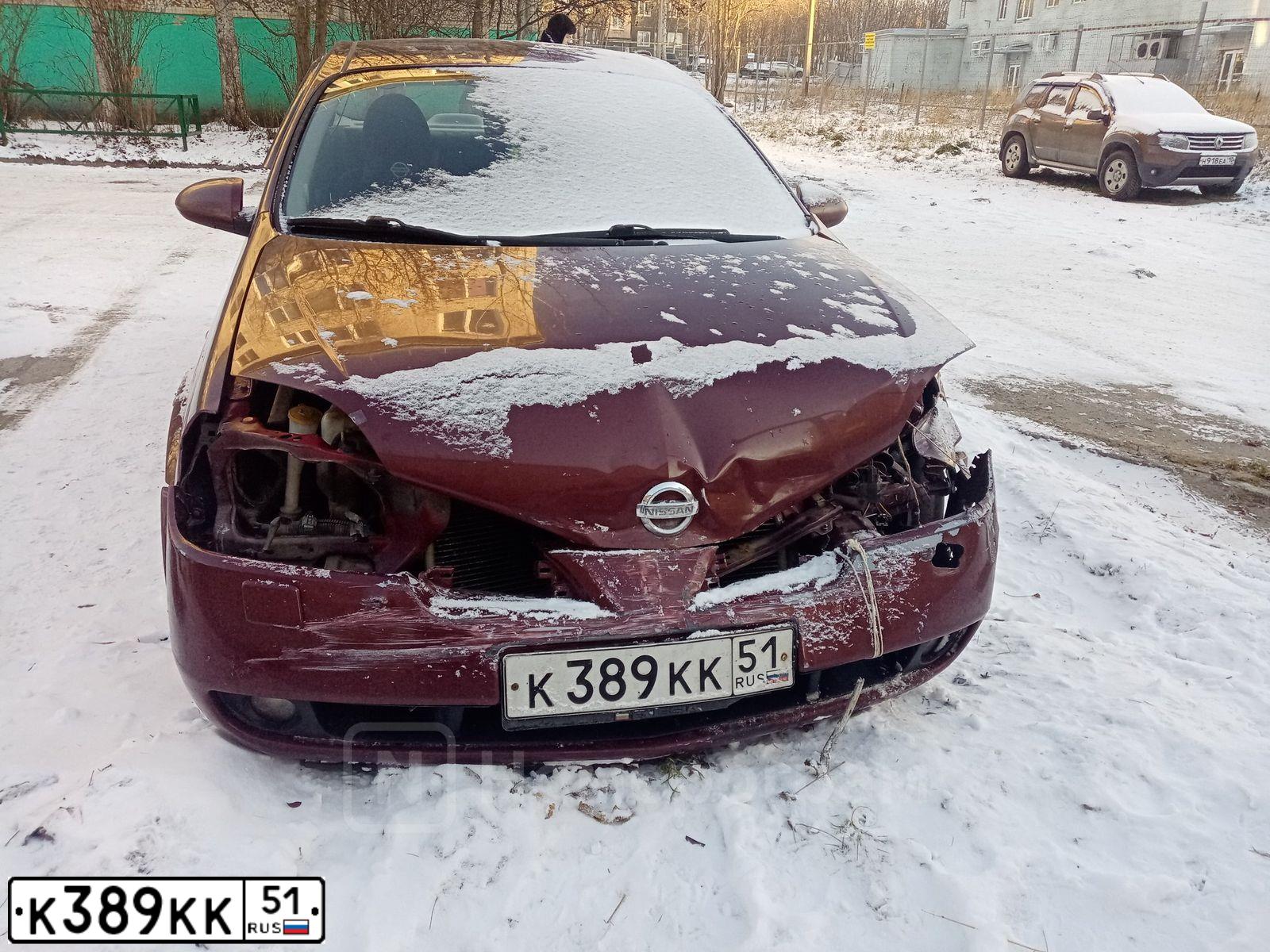 Фото автомобиля NISSAN PRIMERA, 2005 — госномер К389КК51. Цвет: ТЕМНО-КРАСНЫЙ
