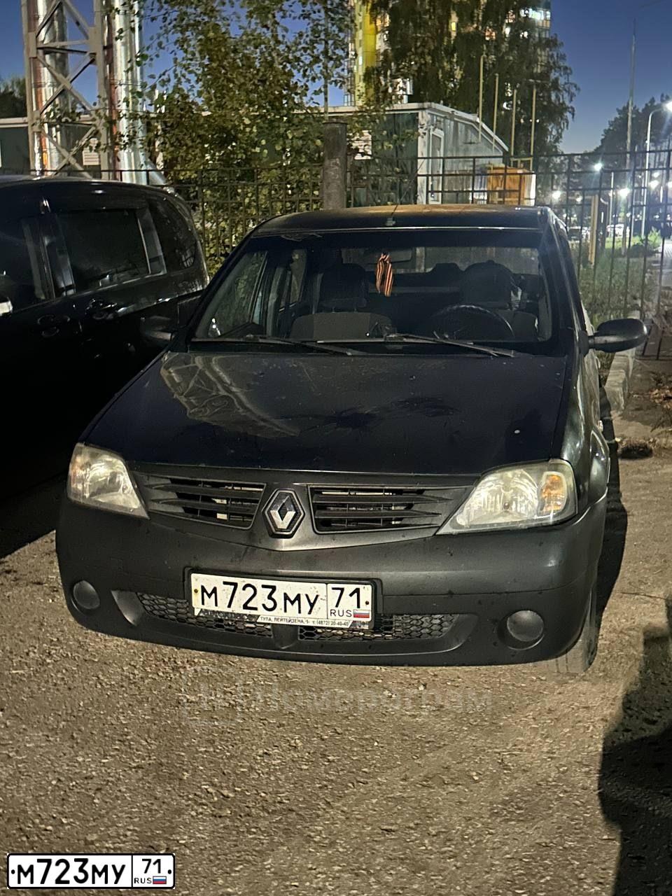 Фото автомобиля RENAULT LOGAN, 2008 — госномер М723МУ71. Цвет: ТЕМНО-СЕРЫЙ