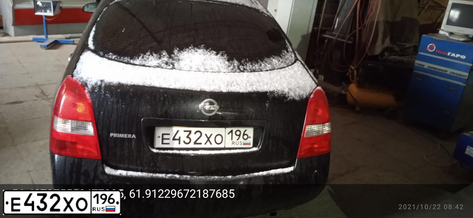Фото автомобиля NISSAN PRIMERA, 2007 — госномер Е399МЕ156. Цвет: ЧЕРНЫЙ